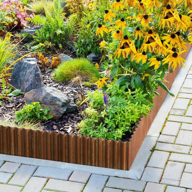 LAVEVE Corrugated Metal Garden Edging - 6"" x 40' Pre-Rusted Landscape Edging Border for Lawn  Flower Bed  Garden Fence  Paver Edging - Image 3